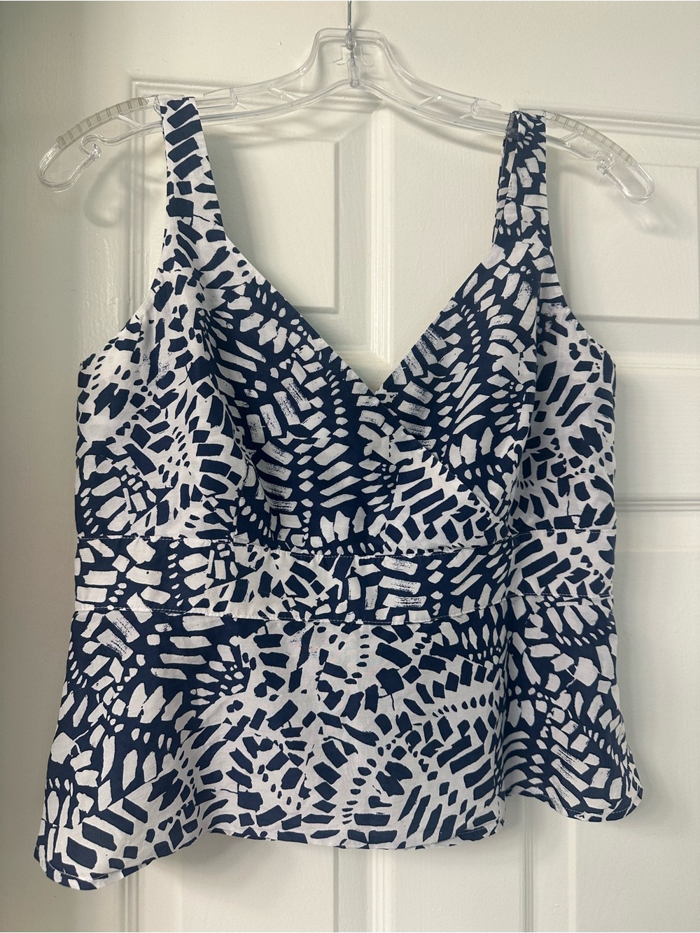 Talbots Navy and White Printed V-Neck Camisole